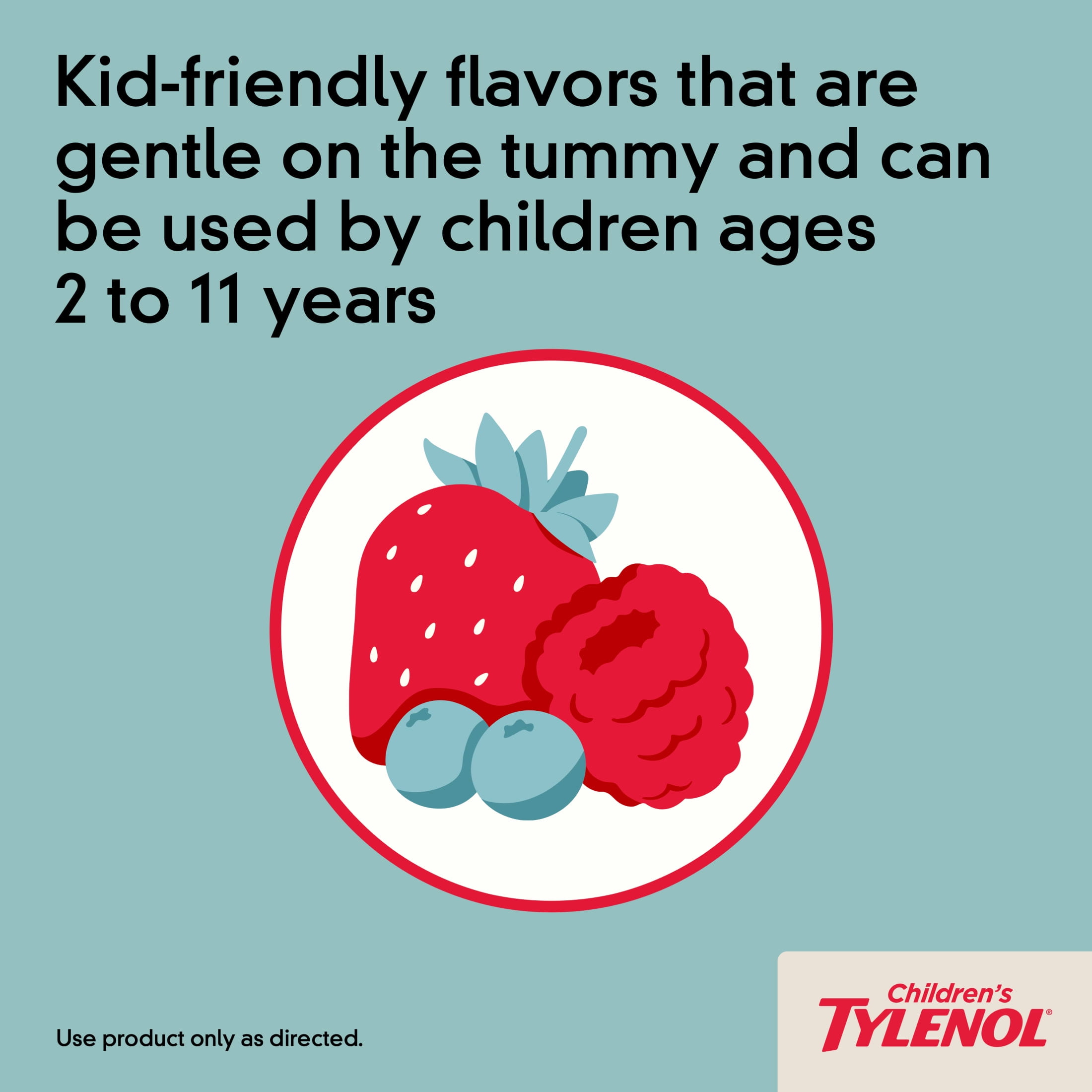 (2 pack) Children's Tylenol Dye-Free Chewable Acetaminophen, Wild Berry, 24 Count