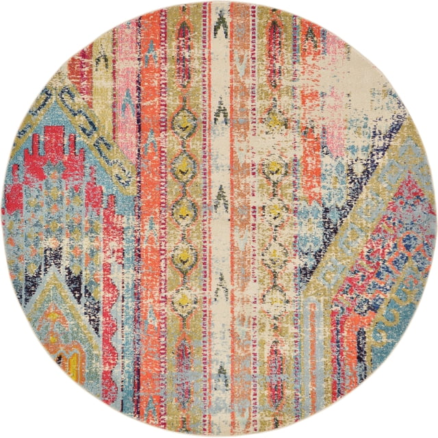 Unique Loom Sedona Collection Distressed, Southwestern, Vintage, Modern, Over-Dyed, Abstract Area Rug, 8 Feet, Multi/Beige