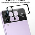 thumbnail image 4 of (2 Pack) Dteck Compatible with Samsung Galaxy Z Flip 3 5G,Camera Lens Protector Anti-Scratch 2 in 1 Ultra-Thin Bubbles Free HD Tempered Glass Camera Lens Protector Film for Galaxy Z Flip 3 5G,Black, 4 of 8