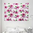 thumbnail image 1 of Floral Tapestry, Vivid Cherry Blossom Sakura Petals Botany Essence Watercolor Artwork, Wall Hanging for Bedroom Living Room Dorm Decor, 80W X 60L Inches, Fuchsia Green White Yellow, by Ambesonne, 1 of 2