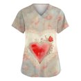 thumbnail image 2 of Valentine's Day Womens Scrub Top Funny Love Heart Printed V-Neck Medical Shirt Tops Valentine's Day Cartoon Pattern Scrub Tops with Pockets, 2 of 5