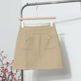 thumbnail image 2 of Ediodpoh Womens Skirts Tweed A Line Short Skirt High Waist Slim Fit Wrap Skirt Mini Skirts for Women Khaki M, 2 of 6