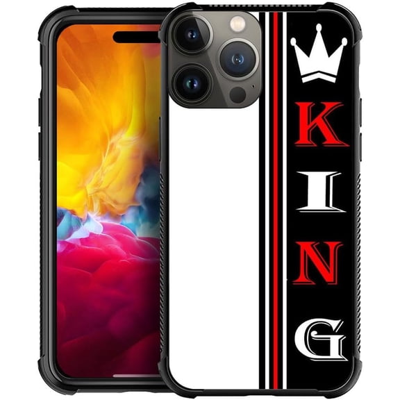 Compatible with iPhone 15 Plus Case,Design Pattern Back Bumper Anti Scratch Reinforced Corners Soft TPU Caver, Cases for Men Women-Black and White King