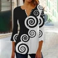 thumbnail image 2 of Enjoytime Womens Casual Blouses Flared 3/4 Sleeve Button Basic Tunic Tops Pleated Fashion Printed Women Clothing Plus Size, 2 of 4