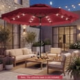 thumbnail image 3 of Costway 9 FT Solar LED Patio Umbrella, Push-Button Tilt & Crank, 24 LED Lights & 8 Ribs Red, 3 of 10