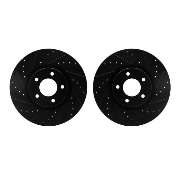 Dynamic Friction Company Front Brake Rotors-Drilled and Slotted-Black 8002-80008