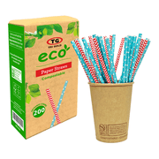 TG TRIGOLD Paper Straw,Assorted Color,200Count,Compostable