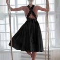 thumbnail image 2 of Sexy Vestido Casual para las Mujeres de Verano Plisado Sólido sin Mangas de Algodón Vestido sin Espalda, Correa O Estilo sin Correas, Lavadora, 2 of 9