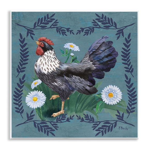 Stupell Industries Country Hen & Ferns Animals & Insects Painting Unframed Art Print Wall Art, 12 x 12
