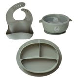 Silicone Bib, Suction Bowl and Plate Set for Boy and Girl