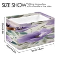thumbnail image 4 of Purple Flowers Green Leaves Watercolor Square Storage Bins with Handles Collapsible Containing Box 1 Pack, 4 of 9
