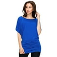 thumbnail image 3 of Made by Johnny Women's Boat Neck Short Sleeve Dolman Drape Top L COBALT_BLUE, 3 of 6