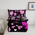 thumbnail image 5 of Feelyou Cute Leopard Zebra Print Bow Queen Comforter Set, Spooky Gothic Cartoon Comforter Sets Queen, Black Pink, Black Reversible, 3 Pieces, 1 Comforter and 2 Pillowcases, 5 of 7