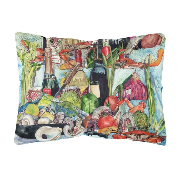 Wine Crab Shrimp and Oysters Canvas Fabric Decorative Pillow - Walmart.com
