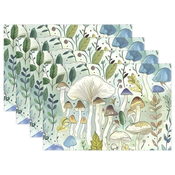Ryvnso Placemats Set of 4 Mushrooms Oil Paint Dining Mats Heat-Resistant Non-Slip Washable Table Mat