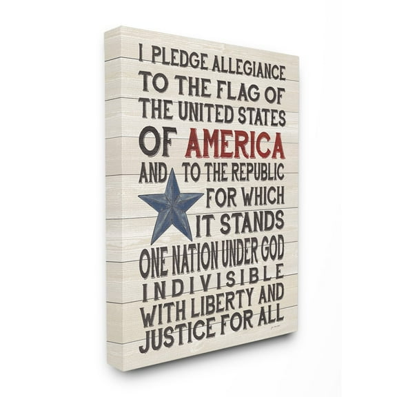 The Stupell Home Decor Pledge of Allegiance Stars and Stripes Americana Rustic Wood Look Sign