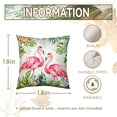 thumbnail image 6 of Pink Flamingos Throw Pillow Cover Set of 2 Tropical Leaves Pillow Cases 18 X 18 Inch Green Leaf Bird Cushion Covers Soft Cotton Linen Home Decorative Pillowcases for Home Sofa Bedroom, 6 of 6