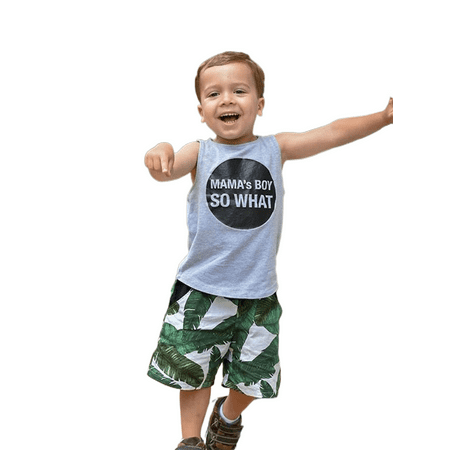 

Huakaishijie Infant Toddler Baby Boy Summer Clothes Sleeveless Letter Print Tank Top Shirt Shorts Set Outfit