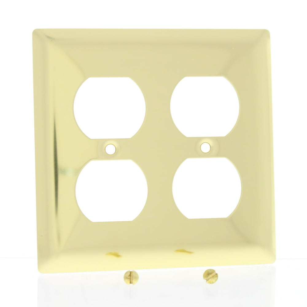 P&S 2Gang Polished Brass Duplex Receptacle Wallplate Outlet Cover SB82PBCC10