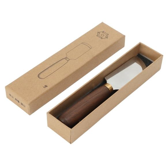 household leather cutting knife, stainless steel, walnut leather cutting knife DIY bevel peeling knife with wooden handle leather work tool 8.1x9.4 cm brown