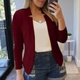 thumbnail image 2 of Dezsed Blazers for Women Business Casual Women's Color Casual Fashion Long-Sleeved Cardigan Jacket Coat Outerwear Wine M, 2 of 7