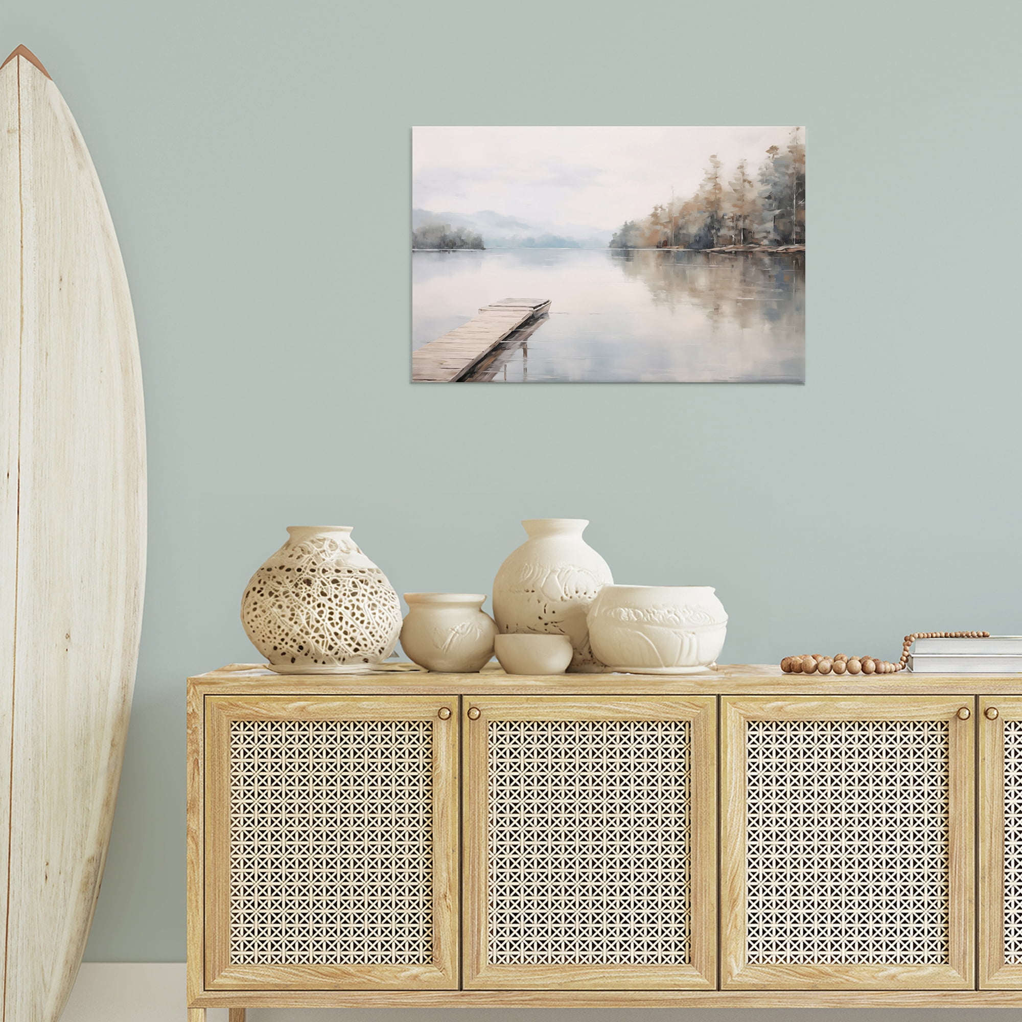 Stupell Industries Old Lake Dock View Landscape & Nature Painting Wrapped Canvas Art Print Wall Art, 30 x 20