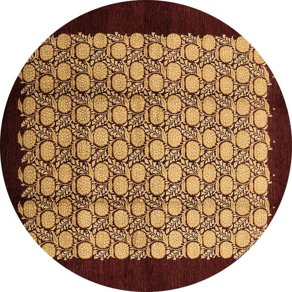 Ahgly Company Indoor Round Oriental Brown Industrial Area Rugs, 3' Round