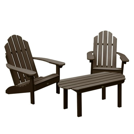 Highwood 3-pc Classic Westport Adirondack Set with 1 Classic Westport 24" W x 48" L Conversation Table - Outdoor, Eco-friendly, Synthetic Wood