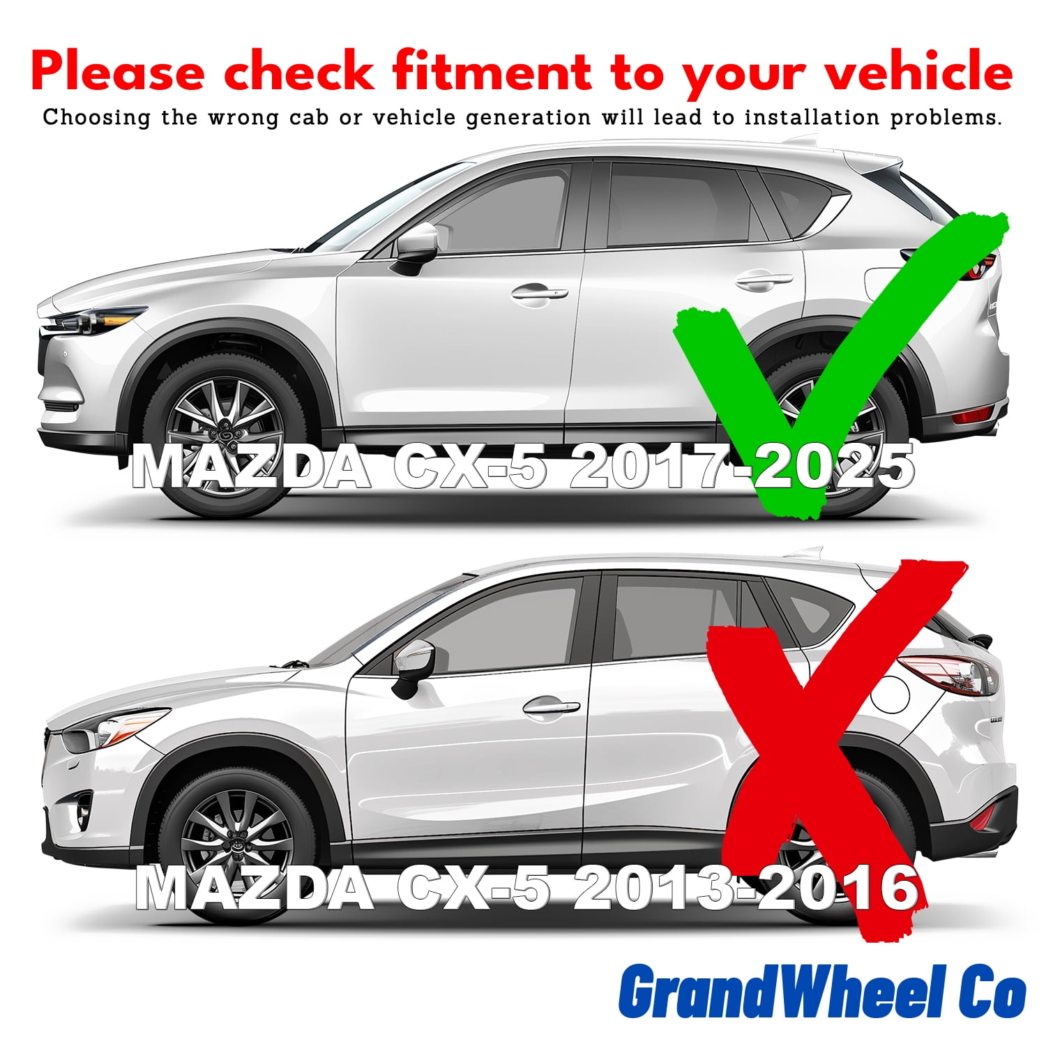 GrandWheel Co Window Deflectors Smoke Tinted In-Channel Side Window Vent Visor Deflectors Rain Guards Compatible with Mazda CX-5 2017-2025 - 4pcs. GW0381