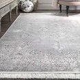 thumbnail image 3 of nuLOOM Vintage Medallion Cantrell Fringe Silver 4' x 6' Area Rug, 3 of 4