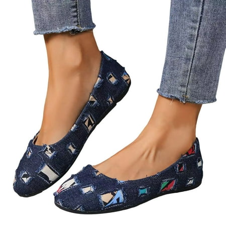 

WNVMWI Womens Shoes Flat Shoes for Women White Sneakers for Women Black Running Shoes Women Fashion Colored Denim Low Top Comfortable Flat Bottom Casual Single Shoe Walking Shoes Footwear