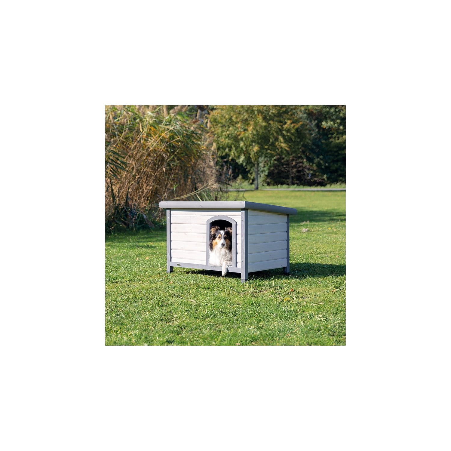 Free Shipping TRIXIE natura Classic Dog House Flat Hinged Roof Adjustable Legs Gray Small Walmart