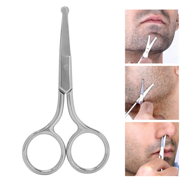 Tijeras para el Pelo de la Nariz - Tijeras de Punta Redontada de Acero inoxidable para Nariz, Cejas, Bigote y Barba - Recorte Preciso Con Protectción Más Segura y Fácil