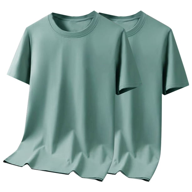 Hombres Pantalones Cortos Sólidos Tamaño Grande Mitad de Manga Cuello Redondo Superior, Blusa de Moda Casual para Al Aire Libre Y Diario