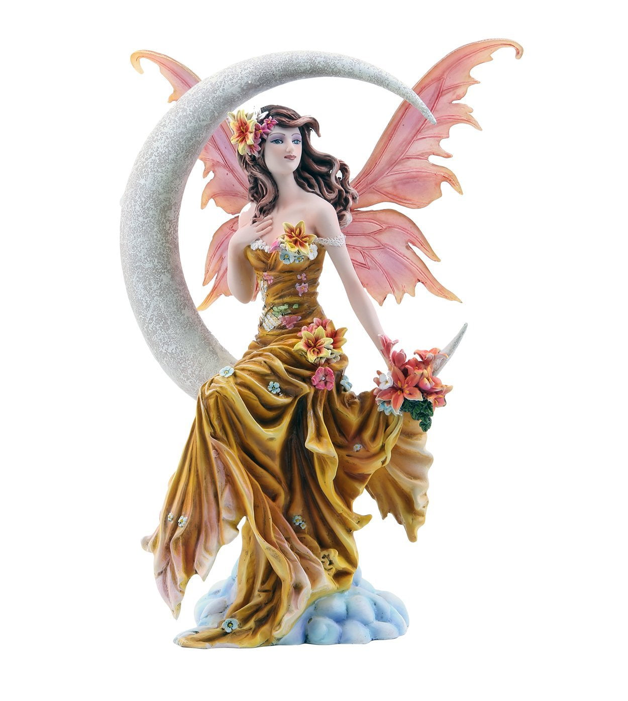 Ebros Large Celestial Crescent Moon Air Wind Elemental Fairy Statue 11" Tall 