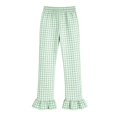 thumbnail image 4 of ITSAME Girls Casual Pants, Ruffle Hem Elastic Waist Plaid Print Kids Fashion Casual Pants Green Size 9-10, 4 of 7