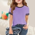 thumbnail image 2 of REDARER Girls' Striped Graphic Tee - Short Sleeve Summer Casual Cute Printed Fashion Comfortable Toddler Kids Daily Layering Top,6-7 Years, 2 of 4