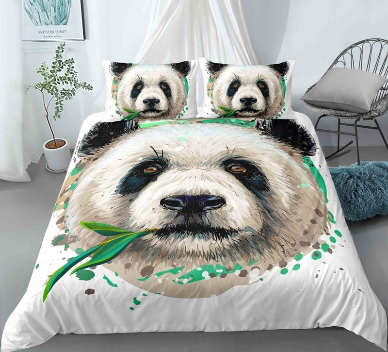 Kid Duvet Cover, Cute Panda Bedding Set for Bedroom Decor, Bear