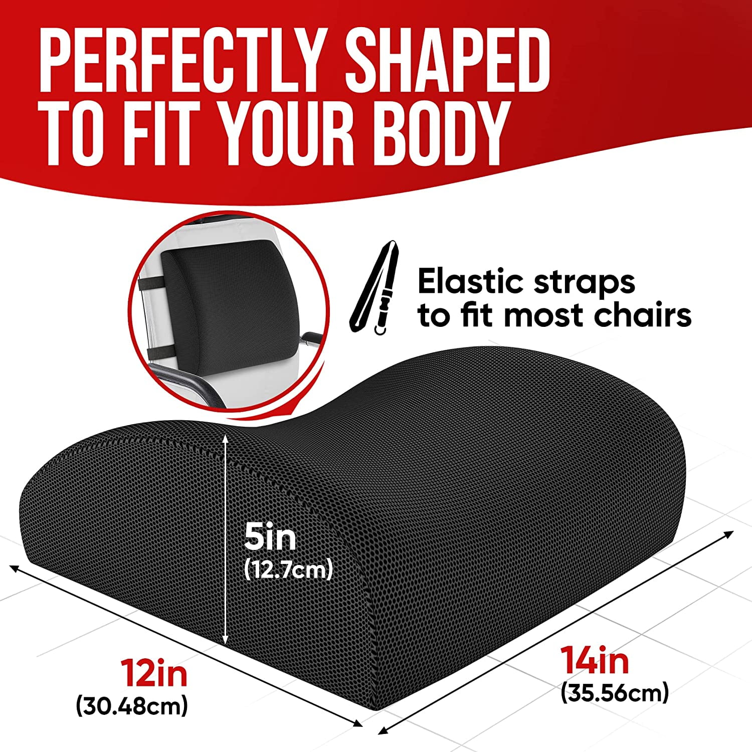 FORTEM Seat Cushion Lumbar Support Memory Foam Pillow for Office Car Wheelchair Washable Covers Walmart