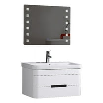 Legion Furniture 32" Plastic Bathroom Vanity with LED Mirror - White