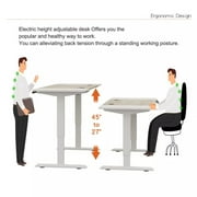 MXTARK 55 x 24 Stand Up Desk,Electric Height Adjustable Standing Desk,Adjustable Ergonomic Desk,Splice Board Home Office Computer Standing Table,White Frame + White+Maple Top
