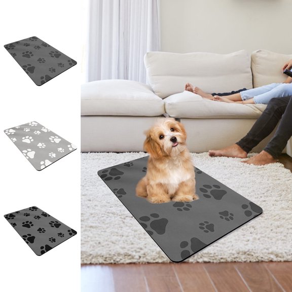 COM1950s Pet Feeding Mat-Absorbent Quick Dry Dog Mat for Food and Water Bowl-No Stains Easy Clean Dog Water Dispenser Mat-Dog Accessories-Cat Dog Feeding&Watering Supplies-Dog Water Bowl Mat,24X16In