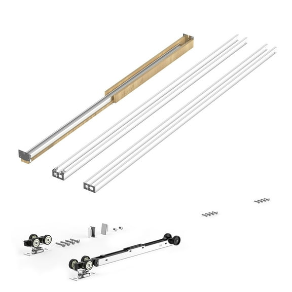 KFFKFF Pocket Door Frame Kit, Adjustable for 24-36 in Wide and 84 in High Doors, Sliding Door System with Dual Soft Close Mechanism, Smooth and Quiet Operation, Simple Installation