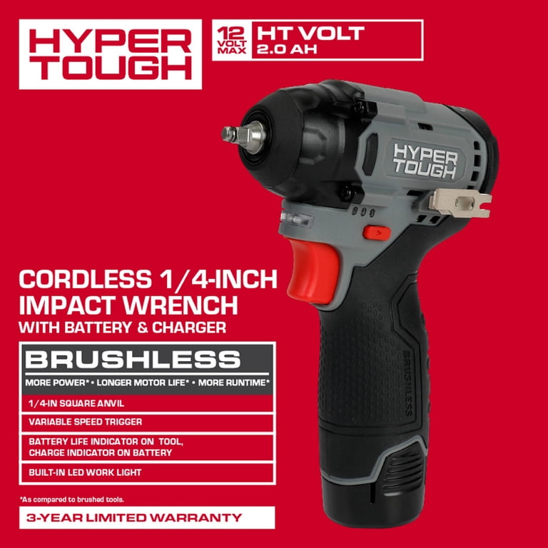 Hyper Tough 12V Brushless 1/4 in. Cordless Impact Wrench w/ Battery photo 3