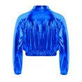 thumbnail image 6 of TiaoBug Kids Shiny Metallic Bomber Jacket Boys Girls Motorcycle Baseball Long Sleeve Zip Up Coats Royal Blue 10, 6 of 7