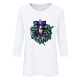 thumbnail image 4 of YUGYXL 3/4 Length Sleeve Tshirts for Women Mardi Gras Carnival Printed Shirts Ladies Crew Neck Basic Fit Clothes Lounge Soft Tunic Tees Celebration Parade Tops Sales, 4 of 5