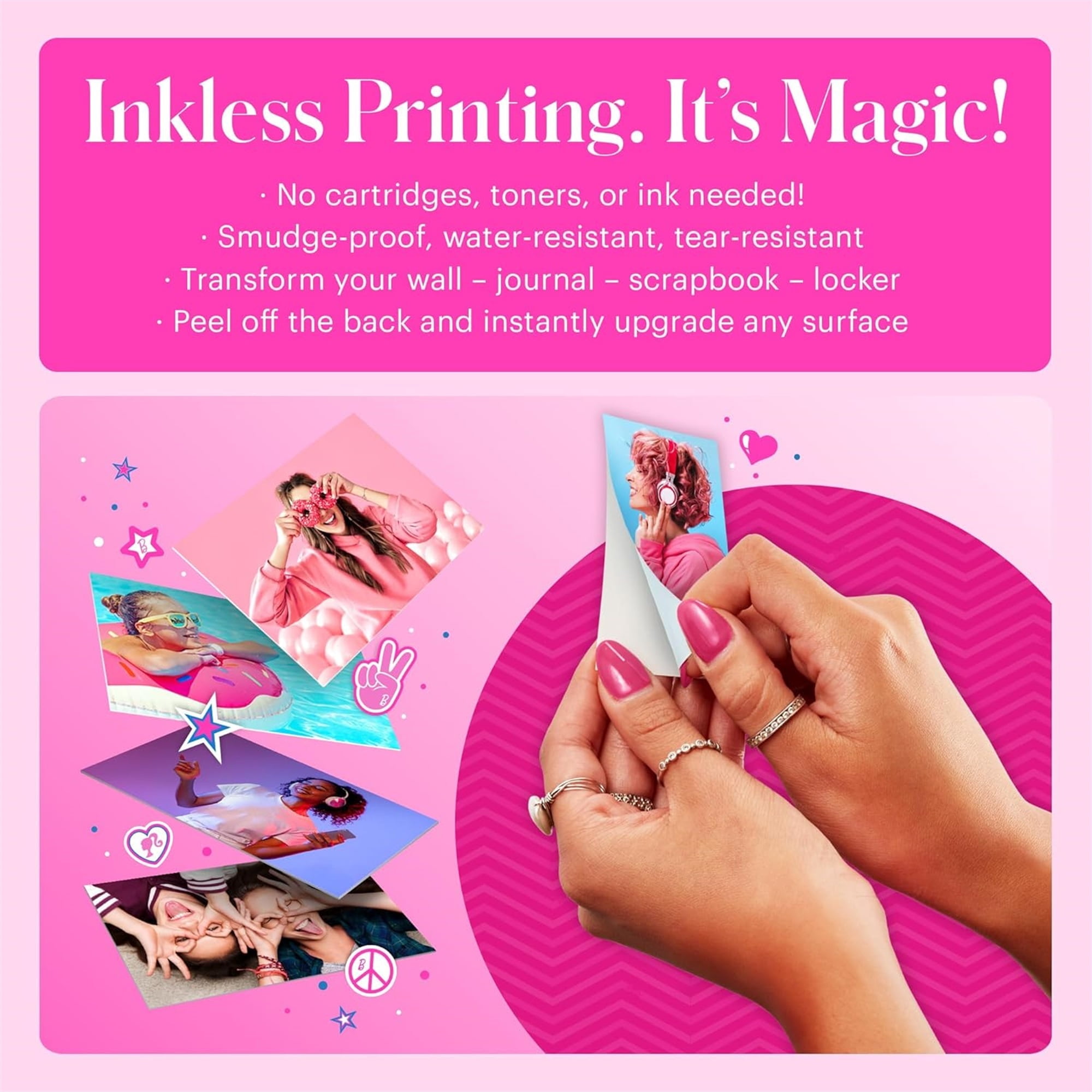 Kodak X Barbie Step Slim Wireless Photo Printer with ZINK Zero Ink, Bluetooth, 2x3 Prints