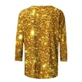thumbnail image 6 of Nfurl Gold Sparkly Sequin Tops for Women Trendy Party Wear Loose Fit 3/4 Sleeve Crewneck Glitter T Shirts Ladies Cocktail Evening Club Clothes Gold XL, 6 of 6
