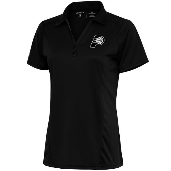 Women's Antigua  Black Indiana Pacers Brushed Metallic Tribute Polo