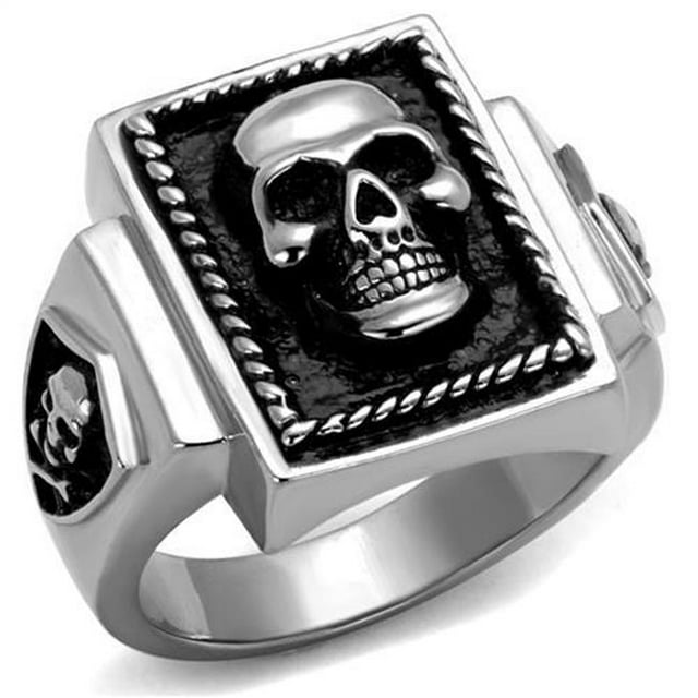 Alamode TK2326-10 Men High Polished Stainless Steel Ring with Epoxy in Jet - Size 10